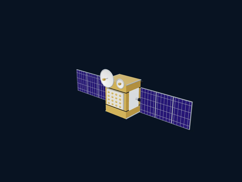 北斗一号导航试验卫星代表构型 — 北斗一号导航试验卫星代表构型 — 非官方科普示意 · 3D model preview